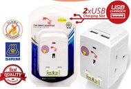 [SIRIM] ME 3 Way Adaptor With 2 USB Charger Port Multi Adapter Extension Plug Socket Easy 2 Pin ME-101N+USB