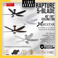 BESTAR Rapture  Ceiling Fan With LED Light And Remote Control 5 Blade 48"/60"
