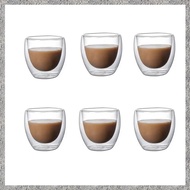 (DGHV) 6PCS Clear Double Wall Glass Coffee Mugs Insulated Layer Cups Set for Bar Tea Milk Juice Wate