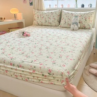 100% Premium Cotton Floral Fitted Bedsheet Super Single/ Queen / King Size Bedsheet Mattress Protector