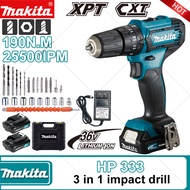 Makita 36V HP333DSME Cordless Electric Impact Drill See 25500IPM Two lithium batteries and one charger Industrial grade household and commercial power tool set