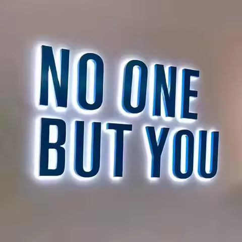 Custom 3D Metal Backlit Business Sign: LED Illuminated Logo Letters Sign