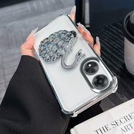 Casing for Oppo A98 5G Cover Luxury Plating Swan Diamond Stand Phone Case for Oppo A98 5G Soft TPU T
