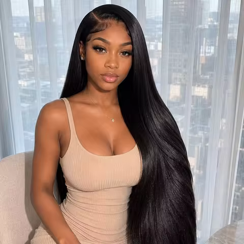 7x6 HD Transparent Lace Front Wig Human Hair Glueless Wear And Go Bone Straight Pre Plucked Baby Hai