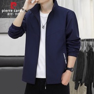 Pierre Cardin Nam Lông Cừu Lót Áo Khoác Cổ Đứng Thoải Mái Đồ Thể Thao Polyester Sợi Khóa Kéo Túi Xác