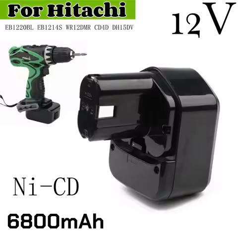 For Hitachi 12V 6.8Ah Battery EB1212S EB1214S DS12DVF3 EB1220BL NI-CD 12 V WR12DMR CD4D DH15DV Screw