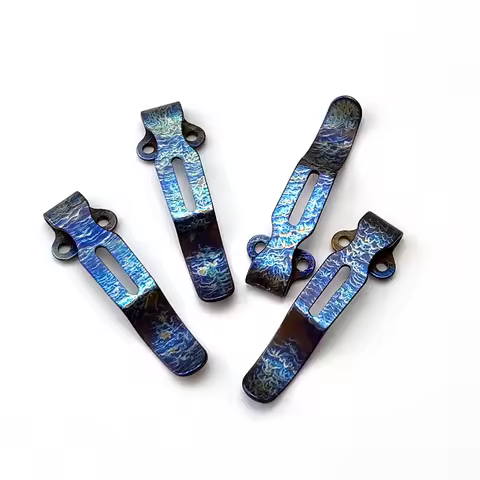 1pc Blue Craquelure Titanium Knife Pocket Clip Clamp For Benchmade Bugout 535 Griptillian Mini-Grip 