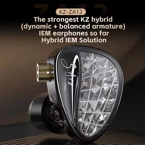 KZ ZA12 strongest KZ hybrid IEM earphones dynamic With Tuning Switches Supports Custom Tuning Ideal 