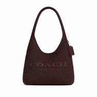 COACH BROOKLYN 28 Straw Shoulder Bag Shoulder Bag Handbag Maple Brown