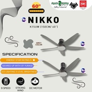 KDK K15UW-QEY 60" 9 Speed Nikko LED Remote Control Ceiling Fan  / Kipas Siling (Elegant Grey)
