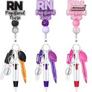 ROWAN1 Nurse Pen Pack, Lanyard Keychain Durable Nurse Badge Set,  Retractable Portable ID Badge Reel