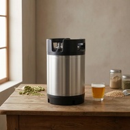Beverage Keg with Rubber Handles Sanitary Welded Corny Keg Container Pressure-Rated Vessel Sturdy fo
