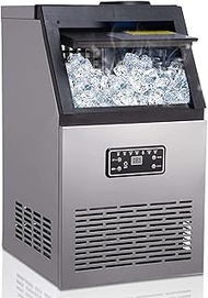 Ice Maker Machine 70KG Freestanding Commercial 154Lbs/24H with 25Lbs Storage 45 Cubes Ready in 15 Mi