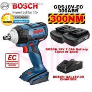 ◐❂cordless drill Bosch GDS 18v-EC 300 ABR IMPACT WRENCH SOLO BATTERY 2.0AH SET