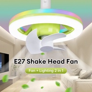 Round LED Ceiling Fan Light with Remote Control 360°Swinging Fan Blades Ceiling Light for Bedroom Living Room