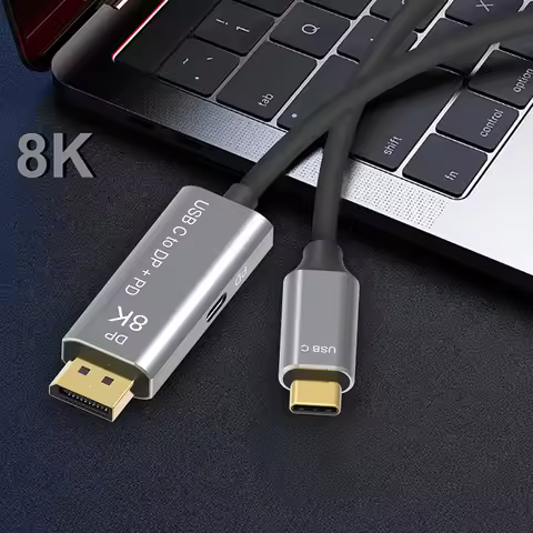 8K USB Type C to DisplayPort 1.4 Cable With PD 100W Port 8K@60Hz 4K@144Hz USB C Thunderbolt 3 to Dis