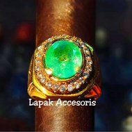 Cincin Zamrud Colombia Asli Chatam Super Mewah Kristal