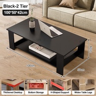 Minimalist Black Center Table Living Room Sofa Table 2-Layer Coffee Tea Table 80*40*42cm