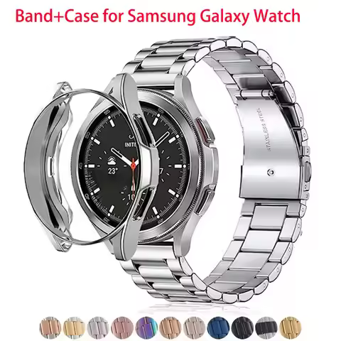 Band+Case for Samsung Galaxy Watch 7 6 5 4 44mm 40mm Classic 46mm 42mm Stainless Steel Bracelet Gala
