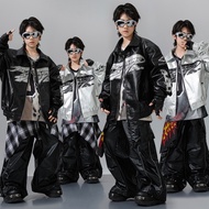 Children Street Dance Trendy Clothes hiphop Performance Clothes Boys Trendy Cool Leather Suits Drums
