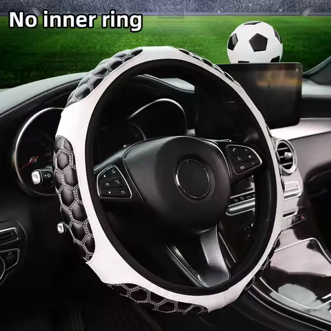 1 Artificial Sheepskin Embroidered Skin Feeling Soccer Sports Car without Inner Ring Steering Wheel 
