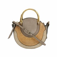 Chloe Pixie 小號 牛皮 翻毛皮 拼色 半月形 鑲片 斜挎包 單肩包