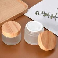 5 กรัม/20 กรัม/30 กรัม/50 กรัม กระปุกครีมบำรุงรอบดวงตาแก้วฝ้า, กระปุกมอยเจอร์ไรเซอร์แก้วพร้อมฝาไม้ลา