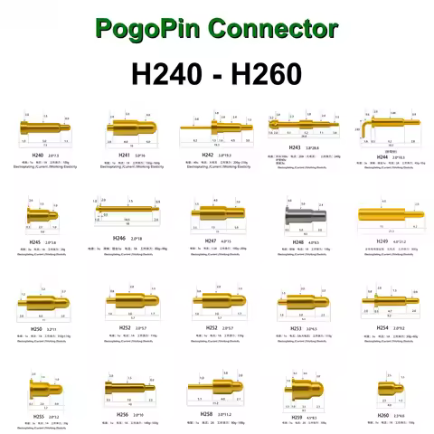5PCS H240-H260 1A 2A 20A 1.5A Pogo Pin Connector Pogopin Battery Spring Loaded Contact SMD Needle PC