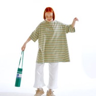 綠色彩色細條紋tshirt