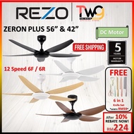 [Ready Stock] Rezo Ceiling Fan ZERON PLUS 56" 12 Speed Heavy Duty DC Motor 5 Blades Ceiling Fan (6F 