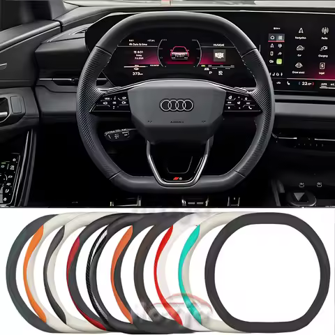 Leather Car Steering Wheel Cover for Audi A3 A1 A5 A6 RS3 SQ5 S3 Q6 Q4 e-tron 2025 2026 Accessories
