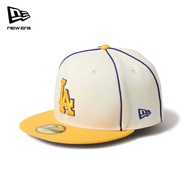 New Era 59FIFTY Los Angeles Dodgers MLB Piping 2-Tone Chrome Gold Fitted Cap