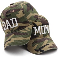 Mom and Dad Hats Set of 2 Pcs Adjustable Cotton Washed 3D Embroidered Baseball Caps for Parents Coup
