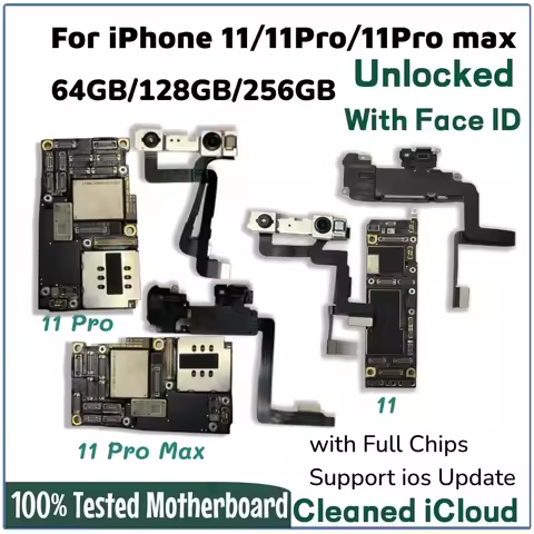 Fully Tested Authentic For iPhone 11 Pro Max motherboard With Face ID Unlocked For iphone 11 Logic B