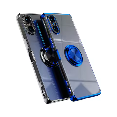 Slim Plating Clear Magnetic Phone Case for Sony Xperia 10 5 1 VI V IV III II Metal Ring Kickstand Co