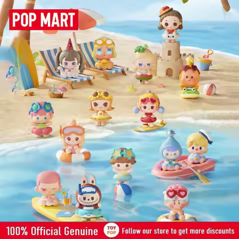 Original POP MART Pop Bean Island Vacation Series Mini Pop Beans Collectible Figurine Collectible To