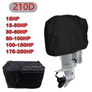 Half Outboard Motor Engine Boat Cover Black 210D Oxford Waterproof Anti-scratch Heavy Duty Outboard Engine Protector 15-