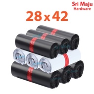 MAJU 28x42 White Black Quality Courier Plastic Bag Packing Poslaju J&T Gdex Online Order Beg Kourier
