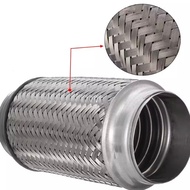 76x195mm Car Exhaust Flex Pipe Double Braid Exhaust Tip 3"x8" Tail Tube Stainless steel