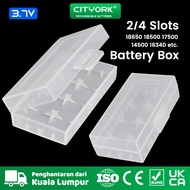 Cityork 18650 2/4 slots Battery Box Battery Case Batteries Casing Box Hard Case Plastic Full Box Cover Suitable for 3.7V Cylindrical Lithium Battery Storage Box Container