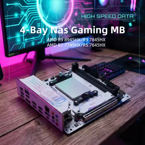 Best 4-Bay NAS Motherboard AMD Ryzen 9 8945HX R7 7745HX Mini ITX Gaming Mainboard Low Power 2*M.2 NV