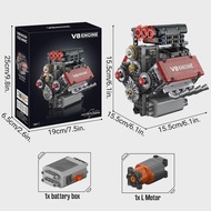 NEW G8909 478pcs V8 Engine Technical Building Blocks With L Motor Car Model Assembly Bricks Educatio