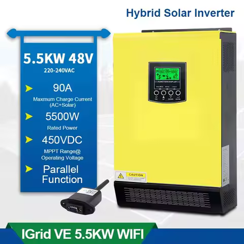 Inverter Power 5.5kw 48V220V Hybrid Solar Inverter Portable Solar Charger 450Vdc MPPT 90A Battery Ch