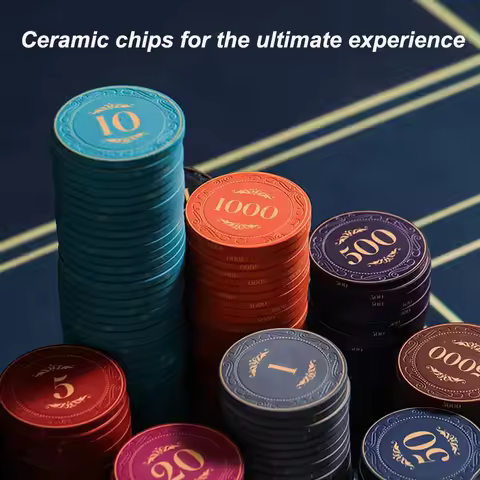 10PCS Ceramic Poker Chips Quality Engraving Texas Hold'em Poker Ceramic Chips Tokens Entertainment G