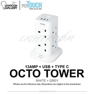ReTouch Octo Tower Socket with Surge Protection and Overload Protection Extension Socket SIRIM appro