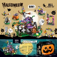 Compatible Lego Building Blocks Halloween Cabin Haunted House Ghost Pumpkin Head Model Assembled Bui