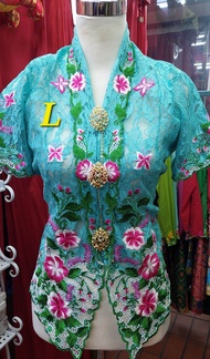 Kebaya Lace Sulam Full Glitters/Authentic Kebaya SHORT SLEEVES Baba Nyonya Lace with BUTTONS(Free La