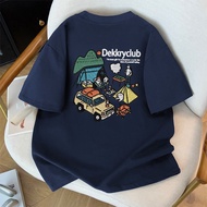 2026 Fashion 2026DEKKRY American Street Wear Sunset Camping Picnic Embroidery Printed Pure Cotton Sh