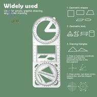 [GI] Multi Functional 360 ° Movable Geometric Drawing Ruler For School Mathematics Template Measurin