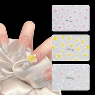 Embossed Cute Yellow Flowers Stickers for Nails Little Petals Self-Adhesive Nail Decals Summer Flora
